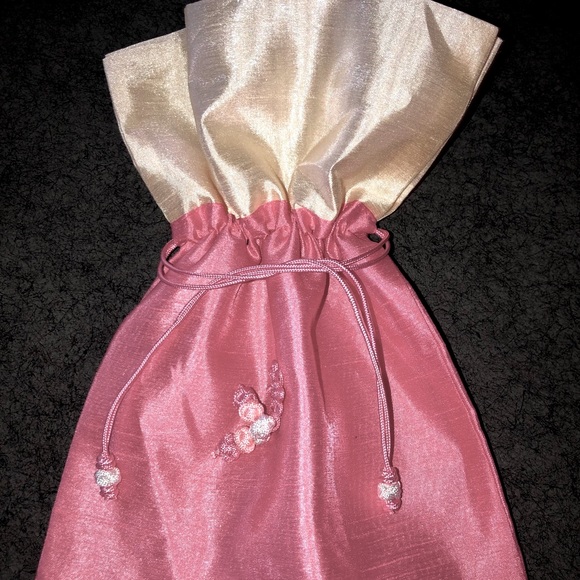 Handbags - Dusty Rose/Ivory Drawstring Bag